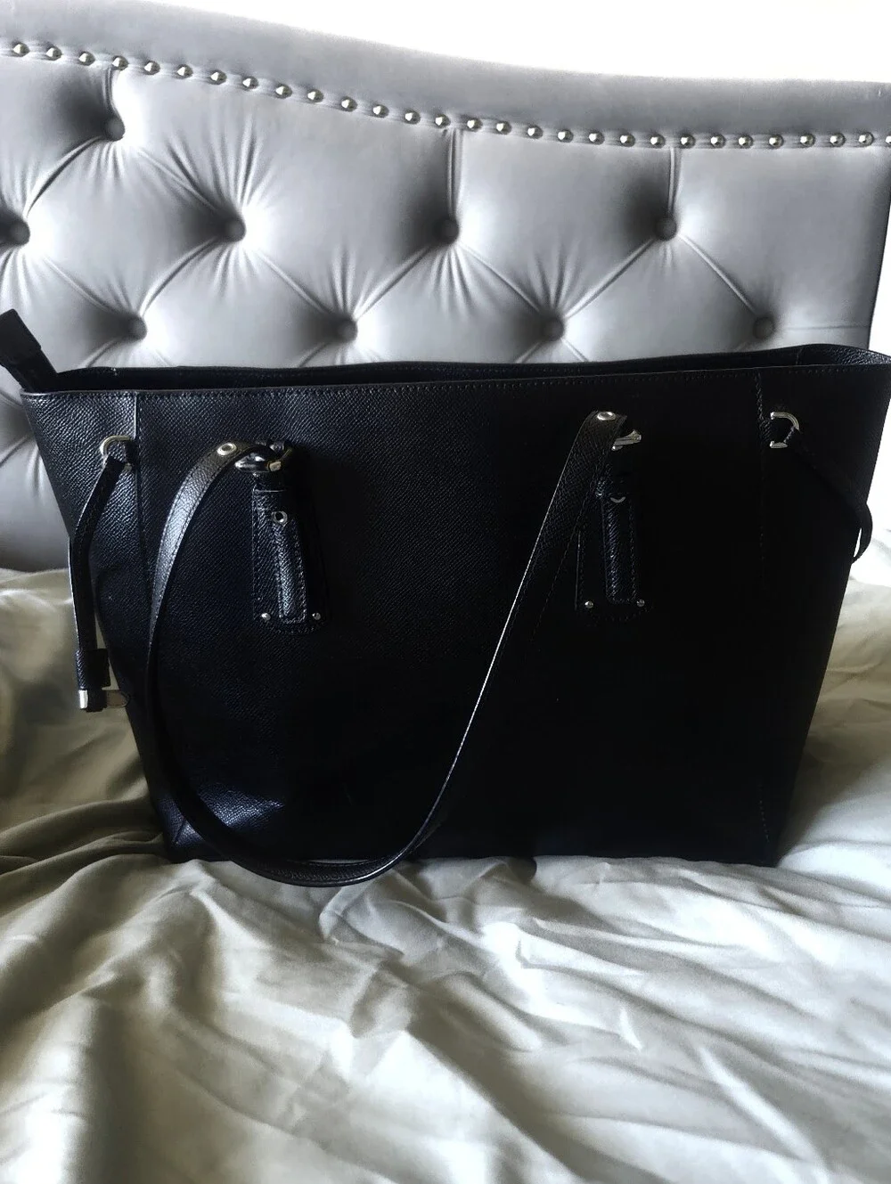 Michael Kors Black Saffiano Tote with MK Charm